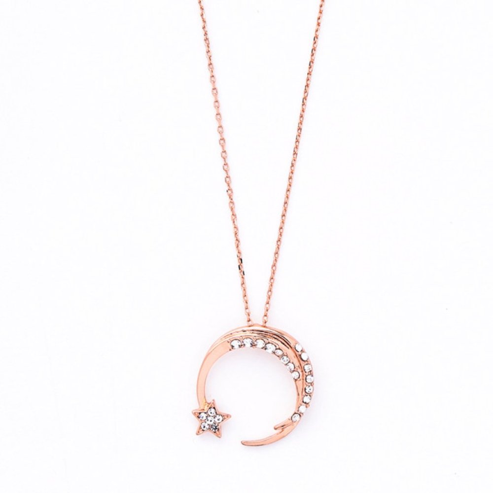 5 for $25 Crystal Decorated Moon Pendant Necklace - Picture 4 of 8